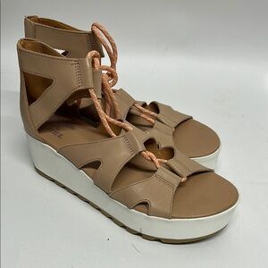 Women's SOREL Cameron Flatform Lace-Up Wedge Sandals Size 8.5